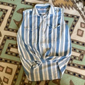 Vintage Denim Republic Striped Sleeveless Shirt M
